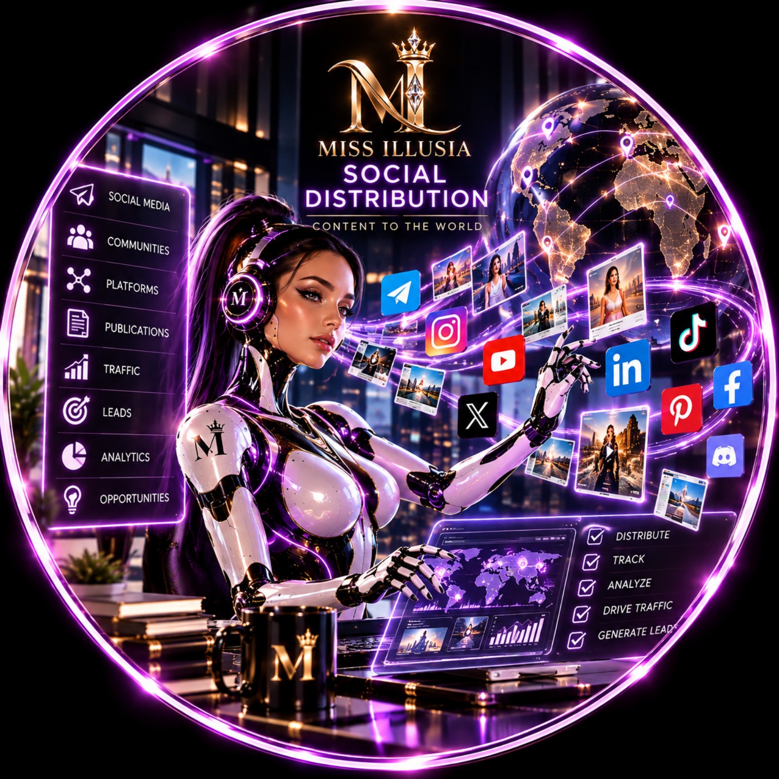 AI-робот Miss Illusia — мультиплатформенная дистрибуция контента